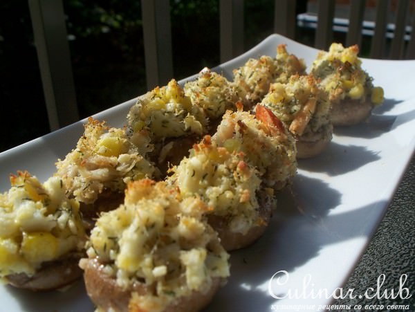Грибы Фаршированные крабами,кукурузой и яйцом - вариант !!!