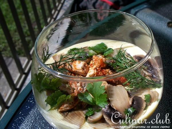 Коктель из куриной грудки в чесночно горчичном йогурте!!