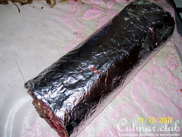 Мясной рулет с грибами