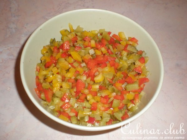 Сальтисон с колбасой и овощами