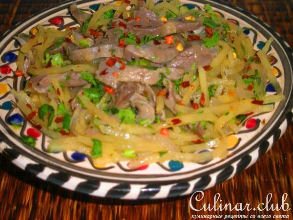 Салат корейский из куриных желудочков