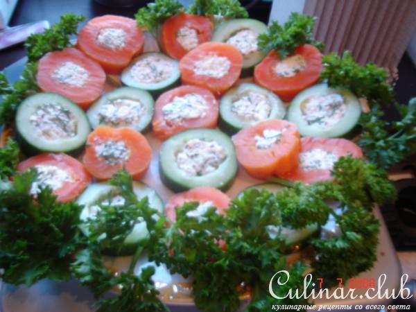 Закуска из овощей с творогом