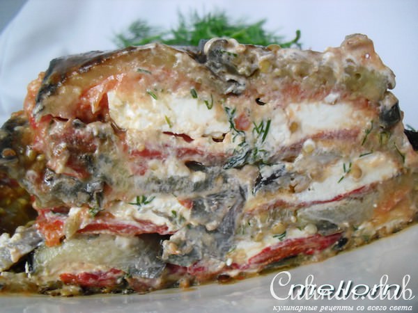 Террин из баклажанов с овощами и брынзой