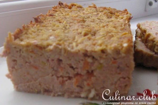Мясной хлебец с вермишелью быстрого приготовления