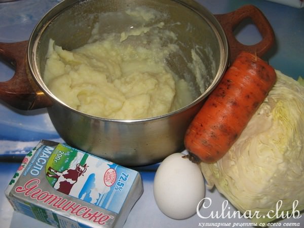 Картофельный рулет с капустой.