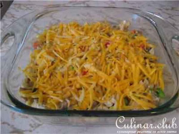 Запеканка из риса с овощами, грибами и куриной грудкой!