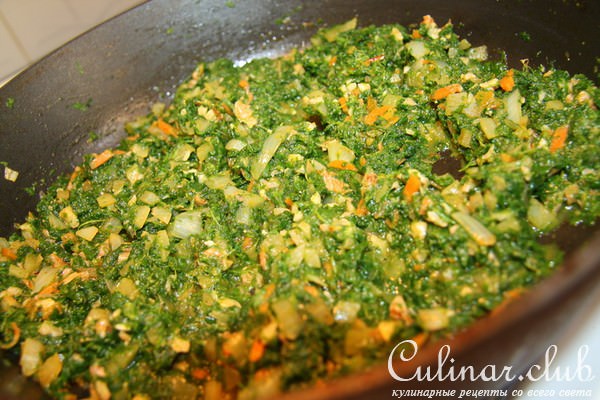 Закуска из шпината с грецкими орехами.
