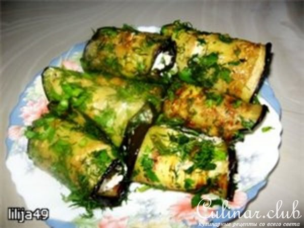 баклажанные рулетики с творогом