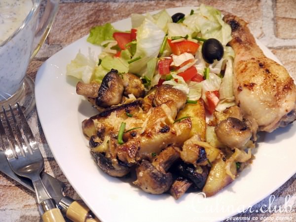Запеченный сливочный картофель с грибами