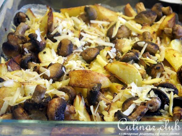 Запеченный сливочный картофель с грибами