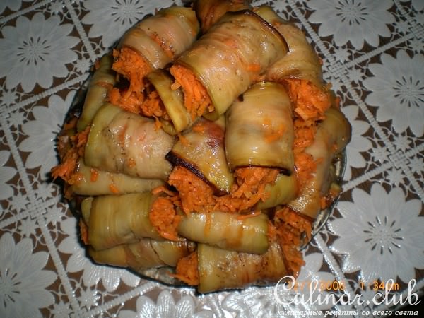 рулетики из баклажан с корейской морковью 