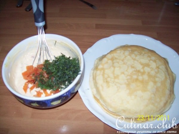 Блинчики с тыквенно-сырным кремом.