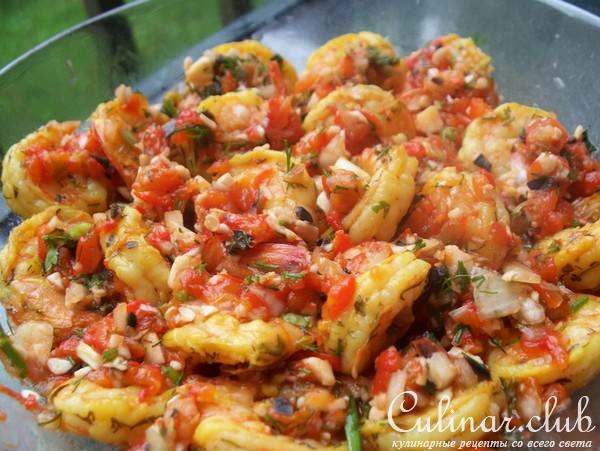 Салат закуска из креветок,перцев и шампиньонов !!!