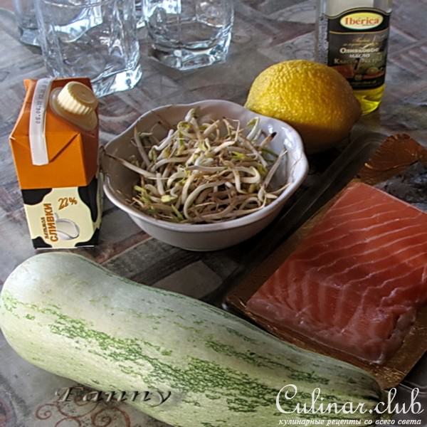 Веррины с копченым лососем и проростками фасоли