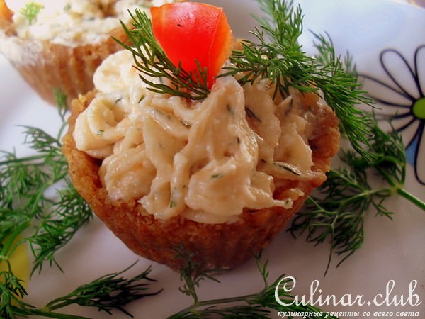 Закусочные тарталетки с сёмгой и сыром