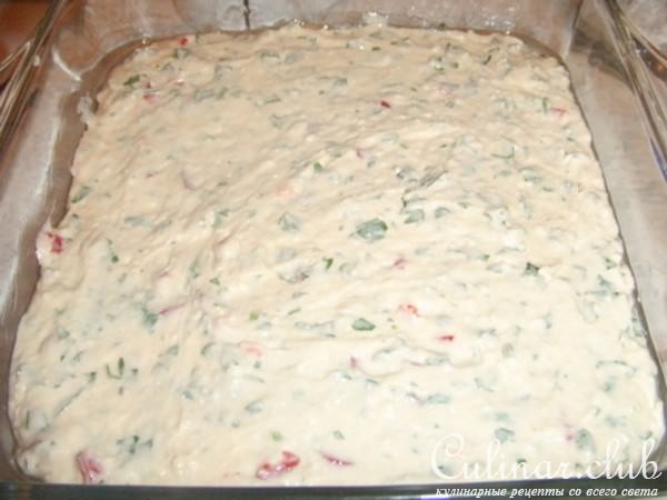 Сырный кекс с зеленью и болгарским перцем