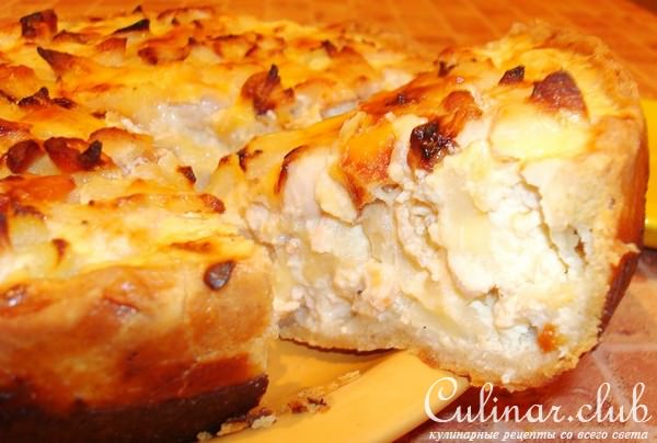 Сочный киш с курочкой, картофелем и сыром.