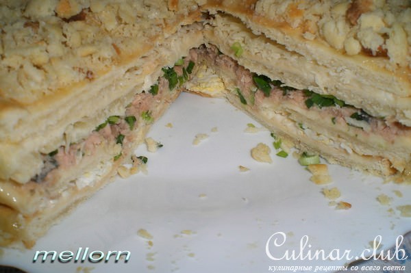 Закусочный торт (с консервированной рыбой)
