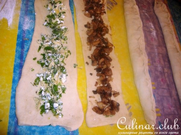 Сырная косичка с грибами + бонус мясной пирог!