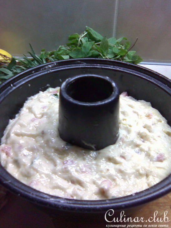 КЕКС ЗАКУСОЧНЫЙ на закваске С ЭСТРАГОНОМ, ФИСТАШКАМИ, ВЕТЧИНОЙ И СЫРОМ