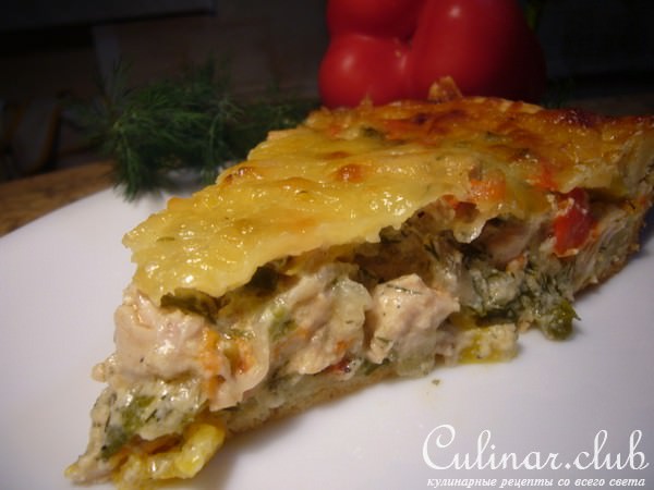 Открытый пирог с индейкой.