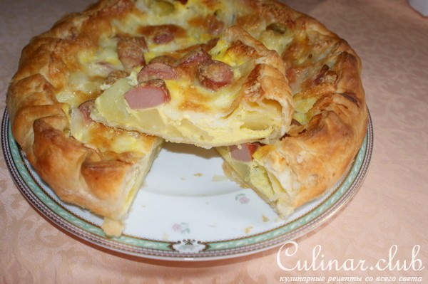 Пирог с картофелем и Wurstel