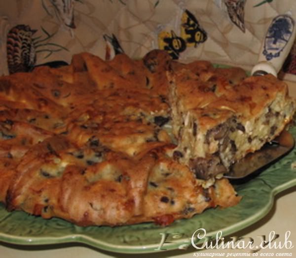 Сырный кекс с грибами и кабачком