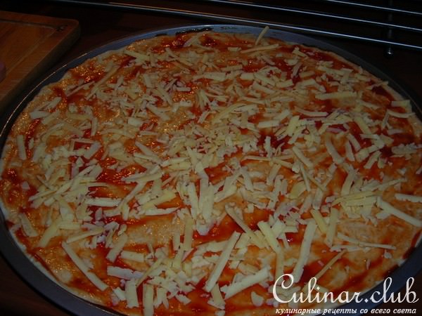 Пицца (сыр,помидоры,сосиски )