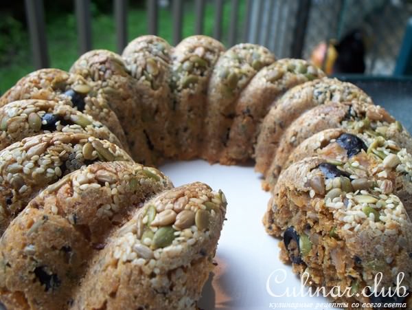 Пирог-Кекс с ветчиной и оливками в овсянке -вариант