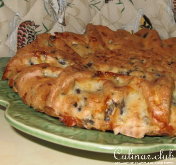 Сырный кекс с грибами и кабачком