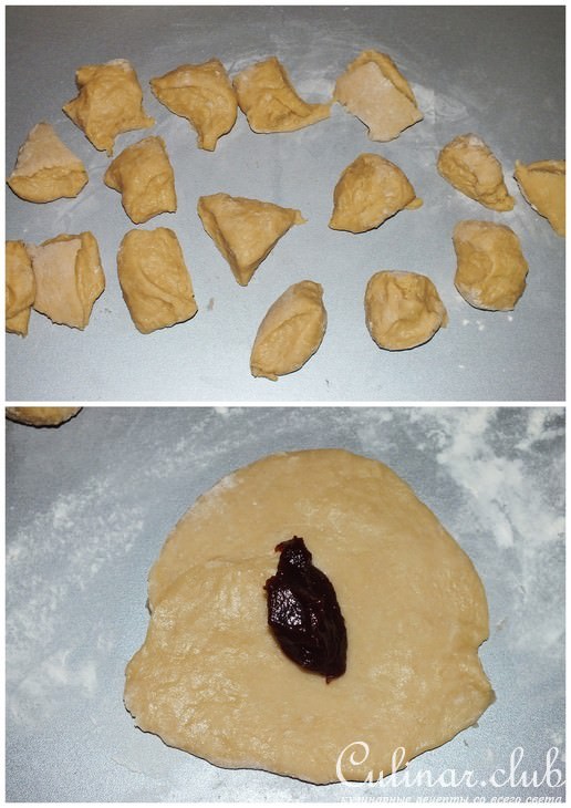 Пряники заварные с шоколадно-сливовой начинкой
