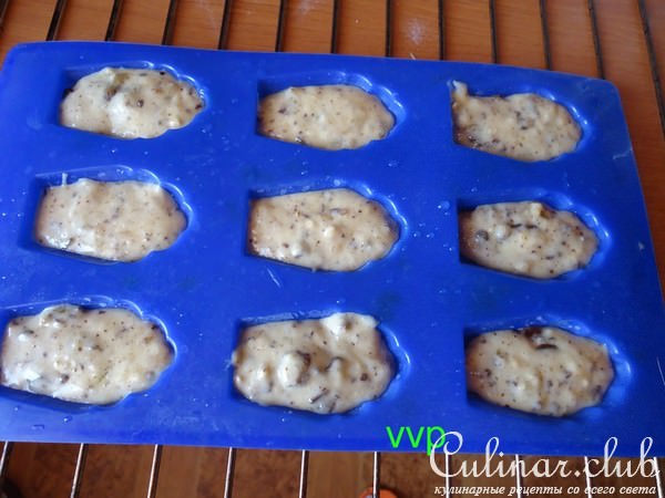 Медовые Мадленки с шоколадной крошкой и орехами