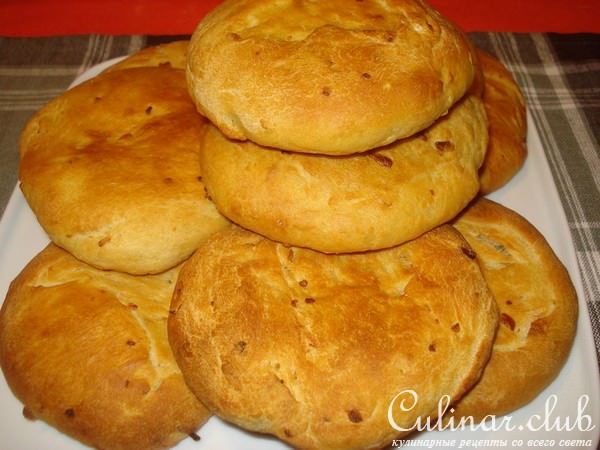 Луковые лепёшки из теста на кефире/без яиц/