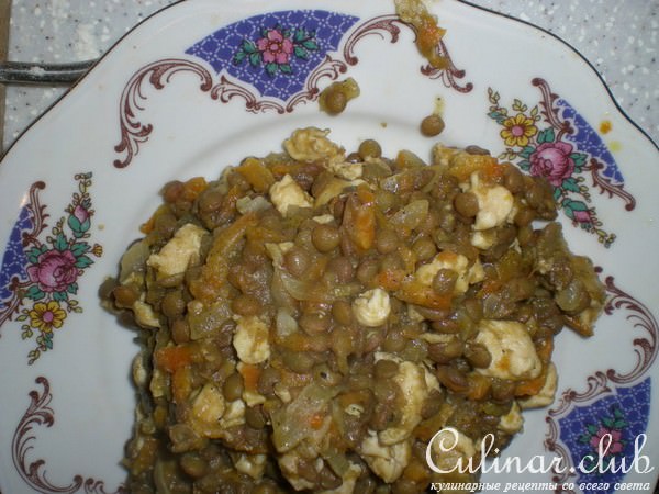 Пирожки с курицей и чечевицей, быстрые