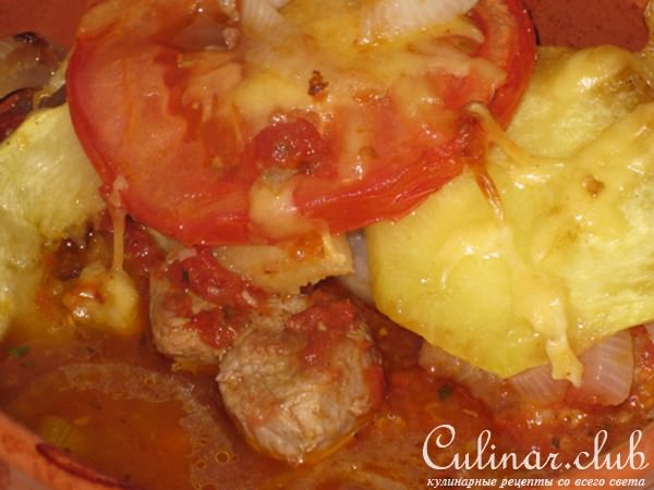 Мясо под овощной шубой "Закат"