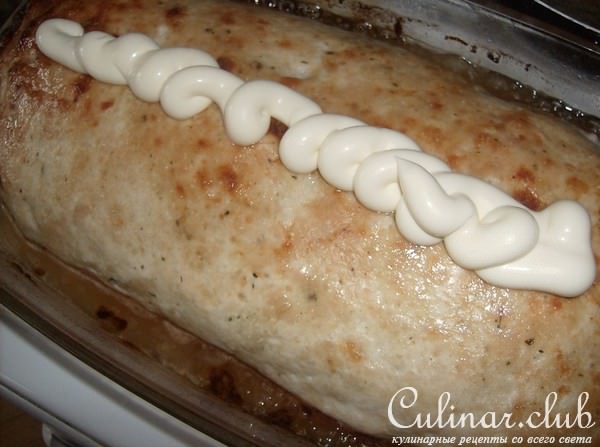 Куриный рулет, фаршированный креветками 