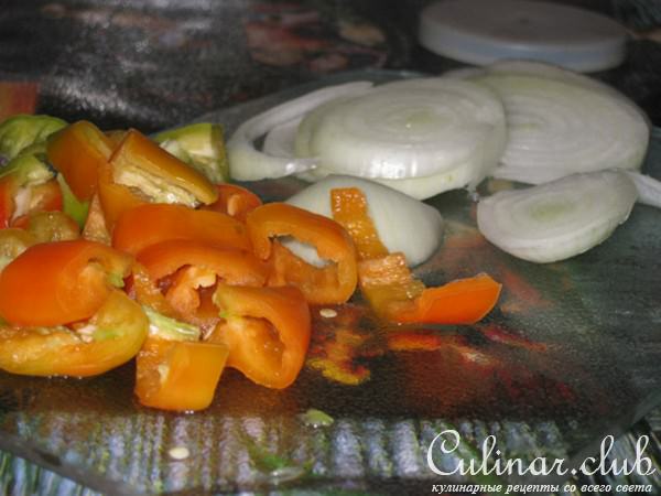 Мясо под овощной шубой "Закат"
