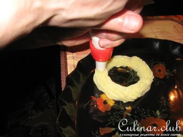 Картофельные гнездышки с лисичками