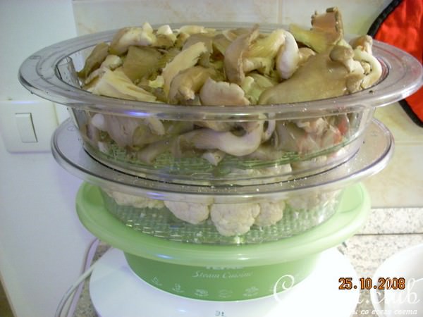 Запеканка из цветной капусты с грибами