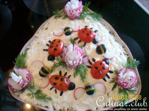 Украшения для салата (гвоздика, пчелка и божья коровка)