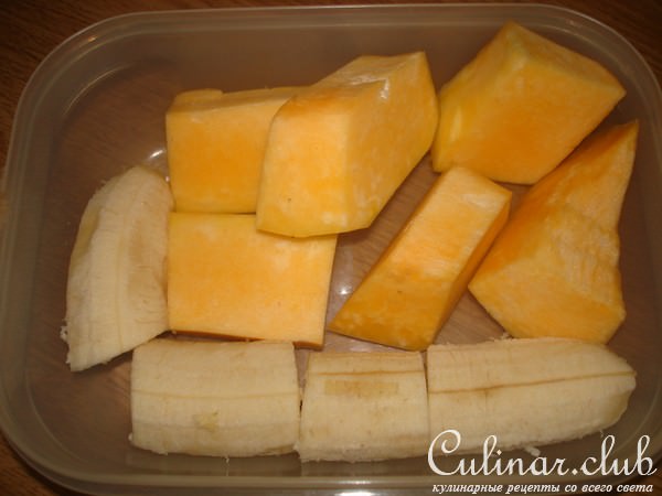 Пюре из банана,тыквы и яблочка