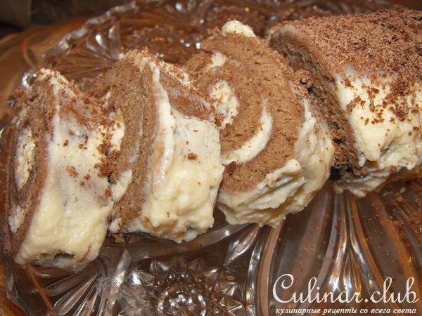 Рулет с кремом из маскарпоне