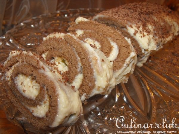 Рулет с кремом из маскарпоне