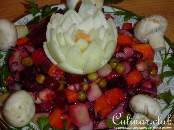 Винегрет со свеже-маринованными грибами