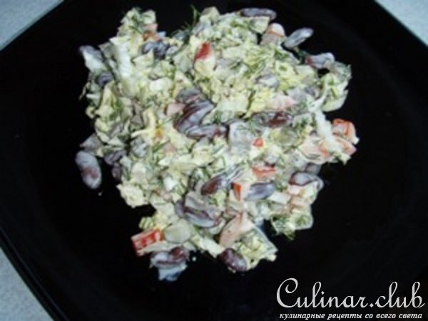 Салат с фасолью и говядиной