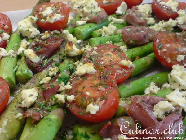 Тёплый салат из зелёной спаржи,черри,хамона и козьего сыра // Шашлычки со спаржей и беконом