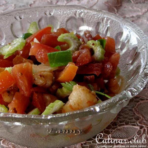 Салат с черешковым сельдереем и креветками