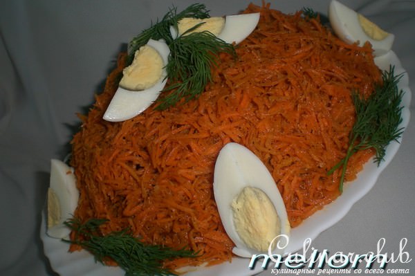 Салат из ветчины и корейской моркови