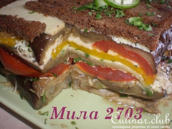 «Пианино» салат из печеных овощей с сыром и гренками