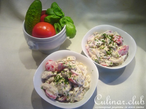 Селедочный салат с белыми грибами и шампиньонами
